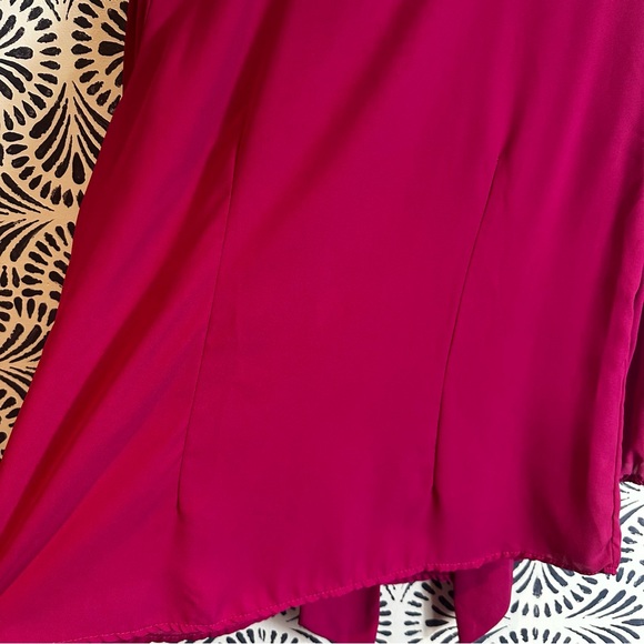 New York & Company Plum Semi Sheer Tie Neck Bow Blouse READ - Picture 5 of 14